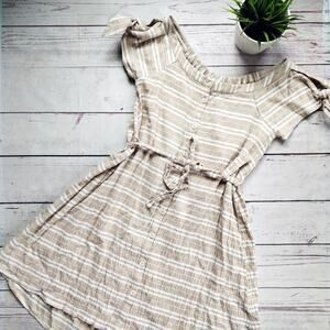 ANTHROPOLOGIE COREY LYNN CALTER Edie Striped Dress Beige/White SP